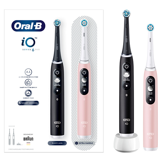Negen makkelijk te gebruiken lijn Oral-B iO Series 6 Black + Extra Body Pink | Outlet Deal € 209,75 -  TandenborstelOutlet™
