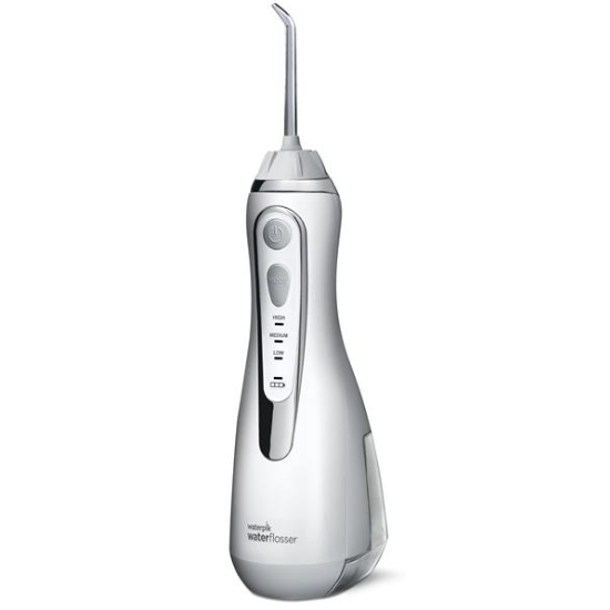 Waterpik WP580 Monddouche draadloos Cordless Advanced, 4x opzetstukken, drukbereik instelbaar (3,1 tot 5,2 bar) via 3 drukinstellingen, inductielaadsysteem, wit, ( Opvolger v.d. WP560 )