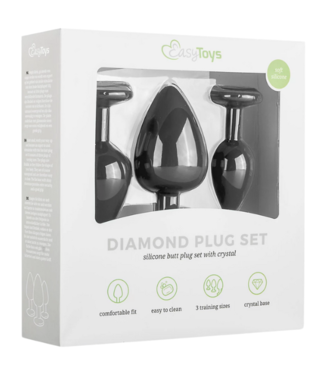 Easytoys EasyToys Siliconen Buttplug Set met Diamant - Zwart