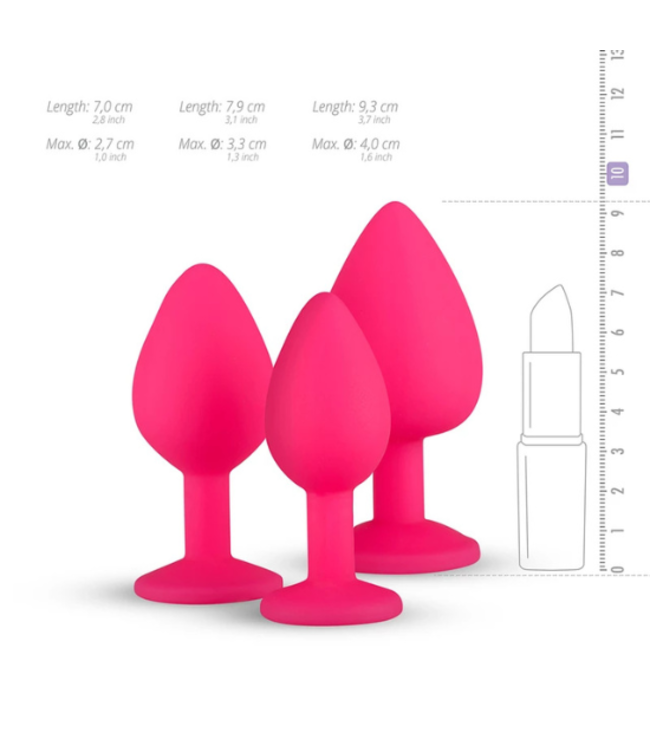 EasyToys Siliconen Buttplug Set met Diamant - Roze