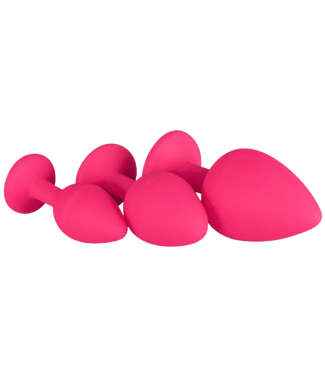 EasyToys Siliconen Buttplug Set met Diamant - Roze