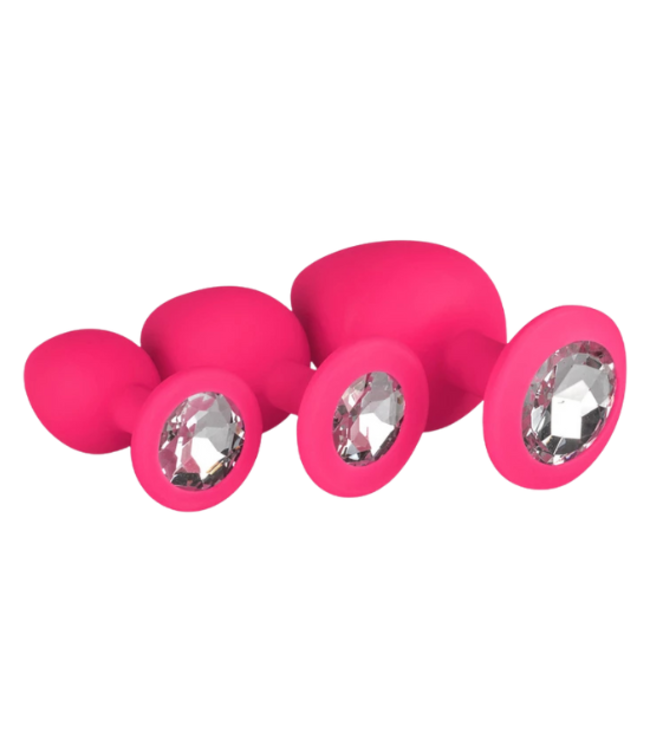 EasyToys Siliconen Buttplug Set met Diamant - Roze