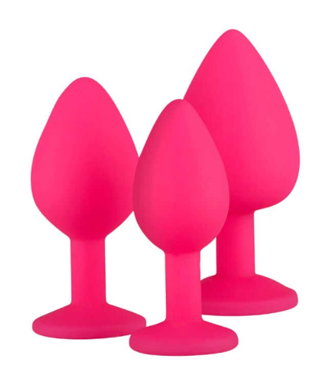 EasyToys Siliconen Buttplug Set met Diamant - Roze