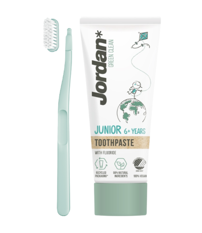 Jordan Combipack Green Clean Soft - Junior 6+ Tandpasta + Change Tandenborstel Soft