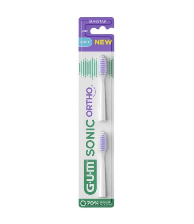 GUM Sonic Ortho Wit Opzetborstels - 2 stuks