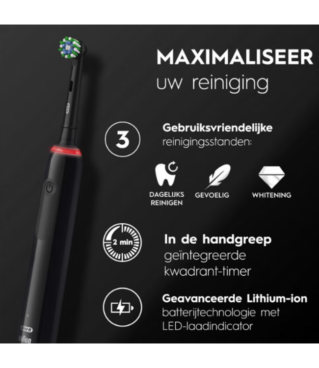 Oral-B PRO 3 3500 Black Elektrische Tandenborstel + Reisetui