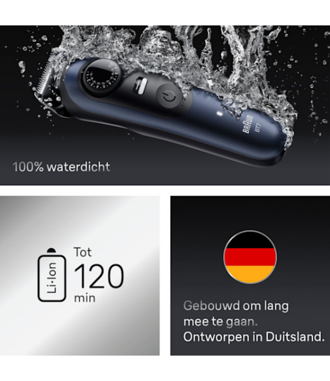 Braun Series 7 BT7520 Baardtrimmer - met 6 Stylingtools - Blauw