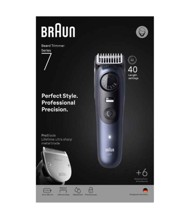 Braun Series 7 BT7520 Baardtrimmer - met 6 Stylingtools - Blauw