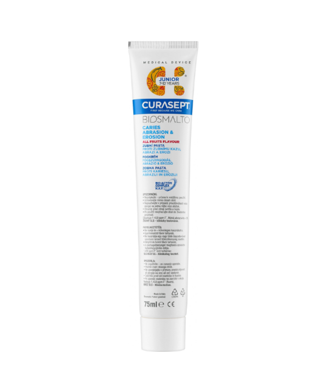 Curasept Junior 7-12 Jaar Biosmalto Cariës Erosie & Slijtage Tandpasta - 75 ml