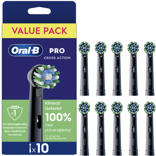 Tandenborsteloutlet Oral-B Oral-B PRO Cross Action Black opzetborstels - 10 stuks - Value Pack aanbieding