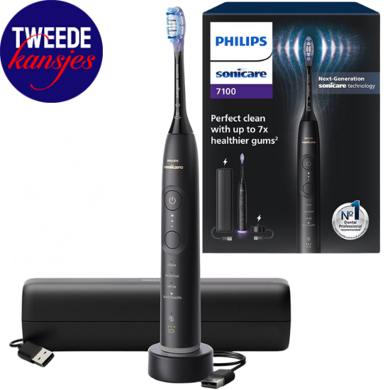 Tandenborsteloutlet Philips Tweedekansje - Philips Sonicare 7100 Black HX7421/01 aanbieding