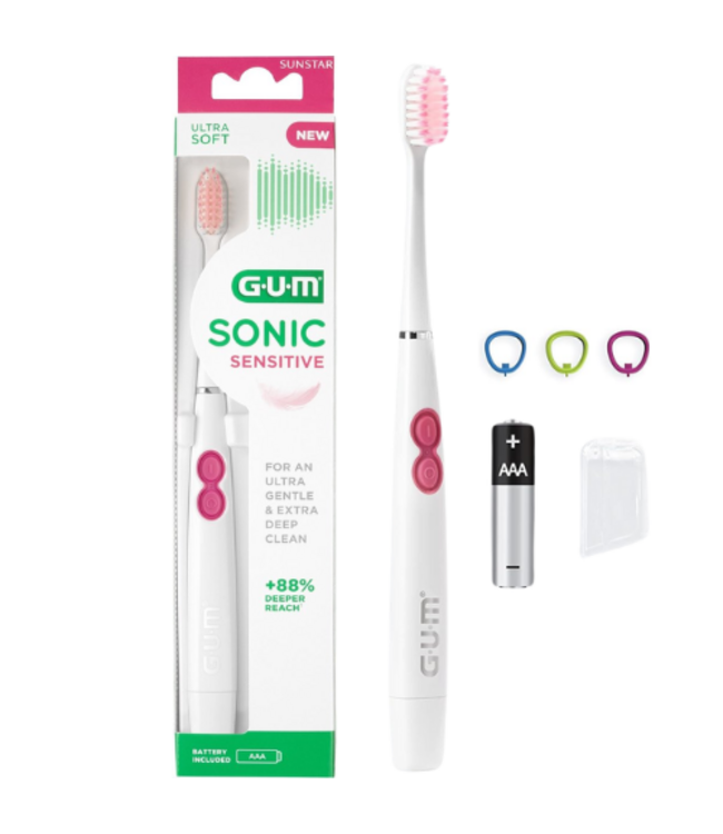 GUM Sonic Sensitive Wit - Batterij Tandenborstel