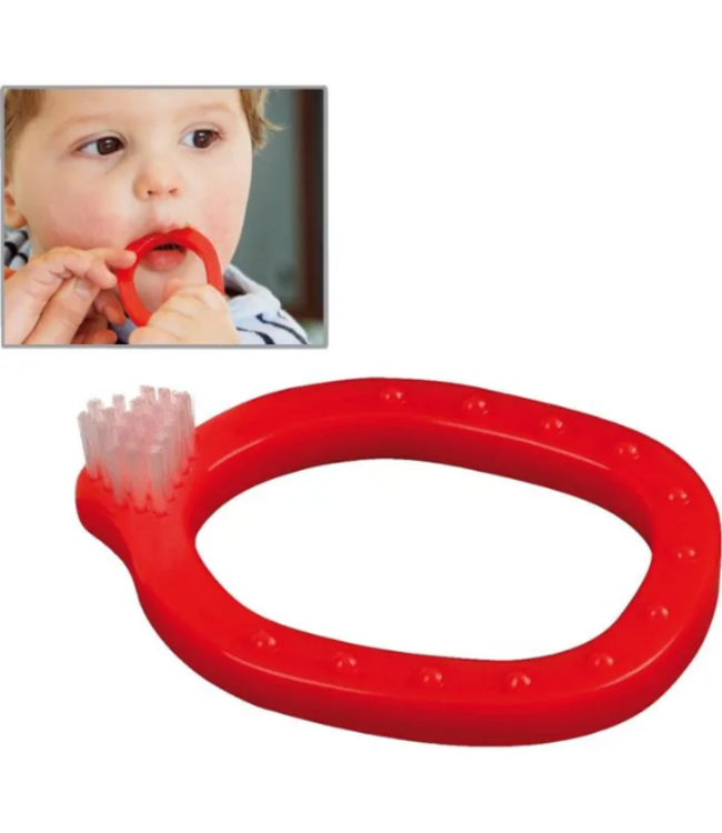 Miradent Infant-O-Brush Baby Tandenborstel/Bijtring - Rood