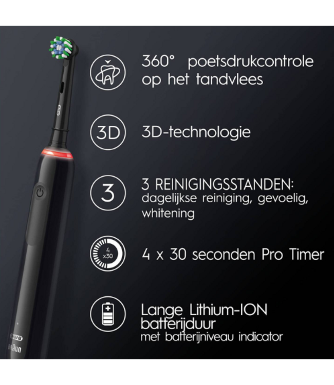 Oral-B PRO 3 3000 Black Cross Action Elektrische Tandenborstel