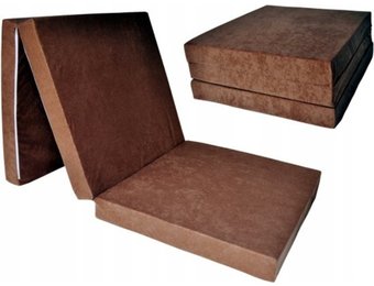 Logeermatras extra dik - licht bruin - opvouwbaar - 195 x 80 x 15