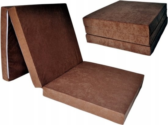 Logeermatras extra dik - licht bruin - opvouwbaar - 195 x 80 x 15