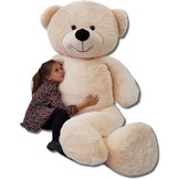 Teddybeer xxl - beige met roze - 220 cm
