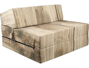 Logeermatras met hout motief - opvouwbaar - 200x90x15 cm