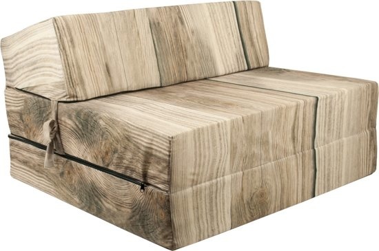 Logeermatras met hout motief - opvouwbaar - 200x90x15 cm