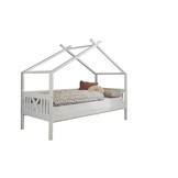 Huisbed kinderbed - 90x200 - grenenhout - wit + lattenbodem