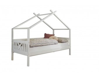 Huisbed kinderbed - 90x200 - grenenhout - wit + lattenbodem
