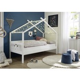 Huisbed kinderbed - 90x200 - grenenhout - wit + lattenbodem
