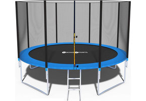 Trampoline 374 cm - net & ladder - max. 150 kg - blauw
