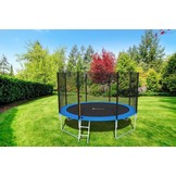 Trampoline 374 cm - net & ladder - max. 150 kg - blauw