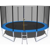Trampoline 374 cm - net & ladder - blauw