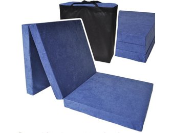 Logeermatras extra dik - navy blauw - opvouwbaar - 195x70x15 cm