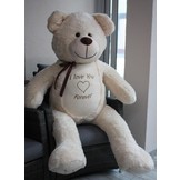 Grote knuffelbeer - i love you - crème - zacht