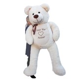 Grote knuffelbeer - i love you - crème - zacht