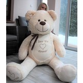 Grote knuffelbeer - i love you - crème - zacht