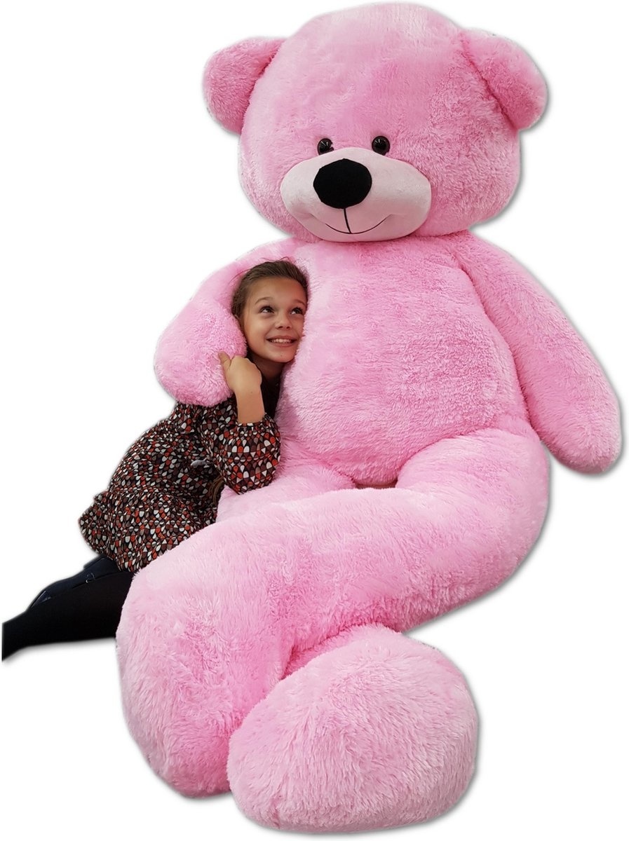 Grote knuffelbeer - 2,2 meter - roze - xxl