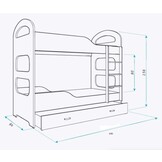 Kinder stapelbed wit - dubbele matras - 190x80 cm