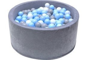 Ballenbak - grijs - 90x40 cm + 200 ballen ø 7 cm