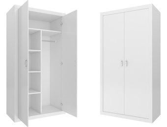 Kinderkledingkast - wit - 90x190x50 cm - 2 deuren