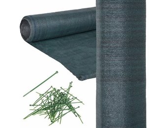 Groen schaduw- en privacy net - 1.5 x 50 m - 62% schermgaas - inclusief montageset