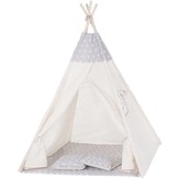 Tipitent wigwam voor kinderen - beige met grijs - 100% katoen - 160x120x100 cm