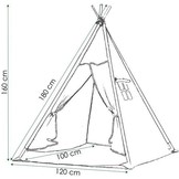 Tipitent wigwam voor kinderen - beige met grijs - 100% katoen - 160x120x100 cm