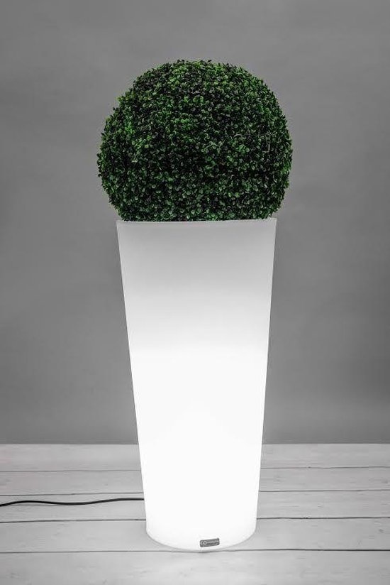 Lichtgevende bloempot - 80 x 40 cm - cilinder vorm met taps toelopende rand