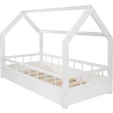 Huisbed kinderbed - wit - 80x160 cm - inclusief bedhekken