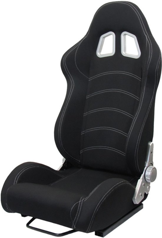 Gestoffeerde zwarte sportstoel voor auto met rails