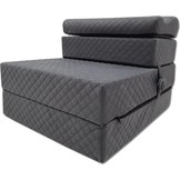 Opvouwbaar logeermatras met kussen - grafiet - 200x70x15 cm - geschikt als camping matras & zitbank