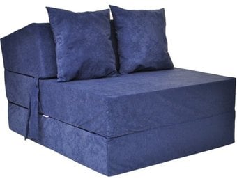 Logeermatras navy blue - opvouwbaar matras - 200x70x15 cm - campingmatras