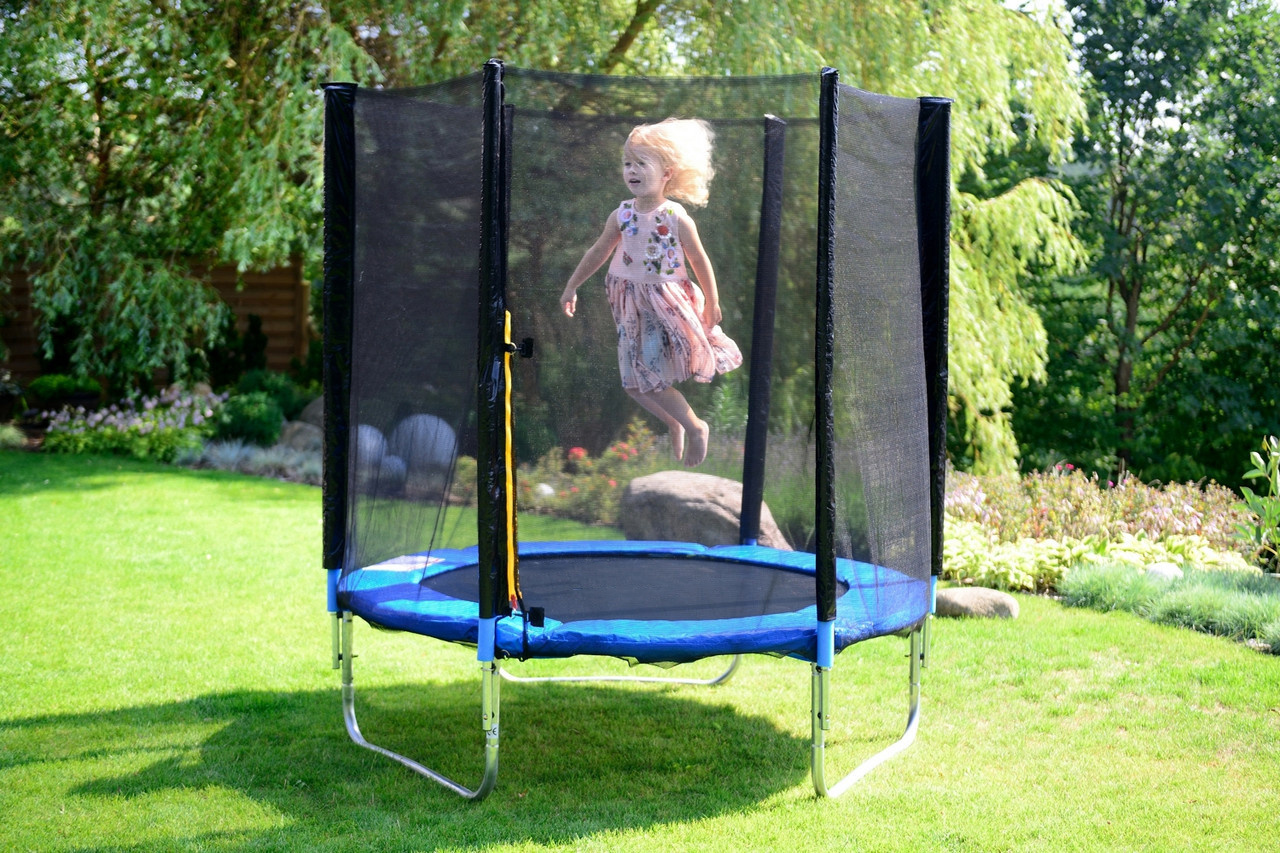 Blauwe trampoline - met veiligheidsnet - 183 cm
