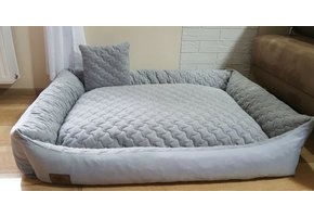 Waterdichte grijze hondenmand van 120x90cm met wasbaar hondenkussen