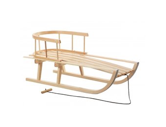 Houten slee met rugleuning