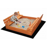 Zandbak met opvouwbare deksel & zitje - donker - 120 x 120 cm