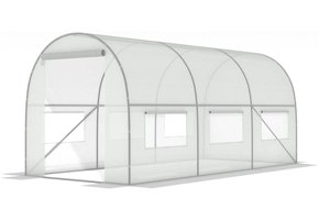 Tuinkas 4x2,5x2 meter - wit - met 6 klamboe ramen